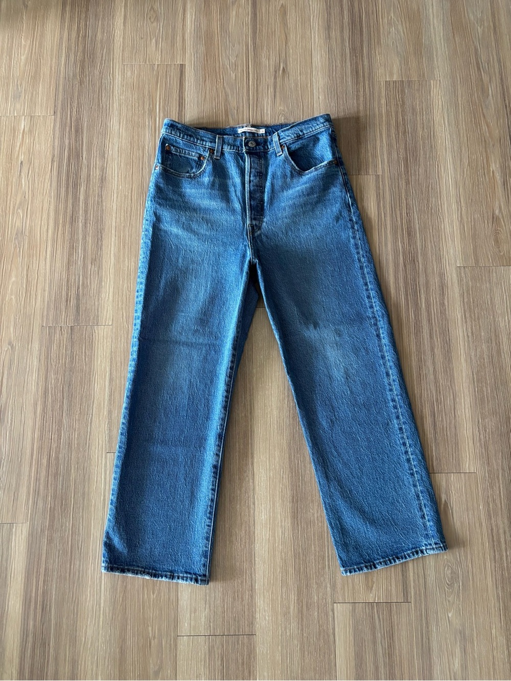 Levis Premium Ribcage Straight Ankle Jeans Medium Wash High Rise Womens 31